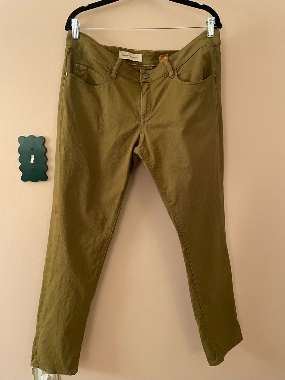 Pilcro and the Letterpress Stet Mid Rise Olive Jeans